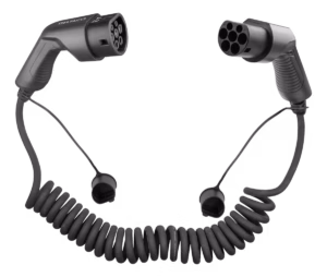 Deltaco Spiral-laddkabel för elbil Typ 2 till Typ 2 - 11kW 16A 3-Fas / 3-5 meter